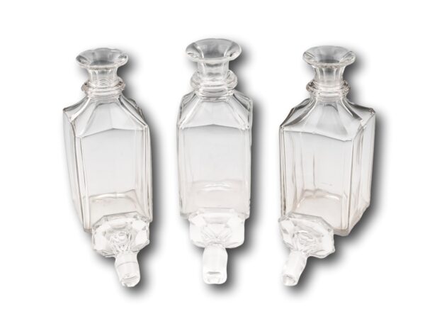 View of the Glass Decanter Bottles with the stoppers removed