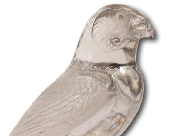 Close up of the head of the Falcon Rene Lalique car mascot