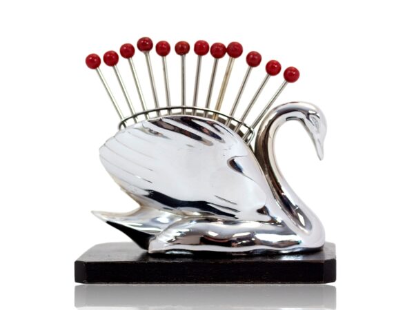 Side of the Art Deco Swan Cocktail Stick Holder