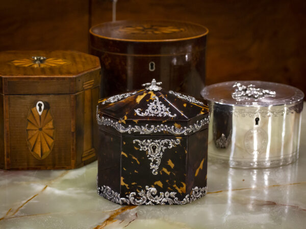 View of the Tea Caddy in a decorative collectors setting