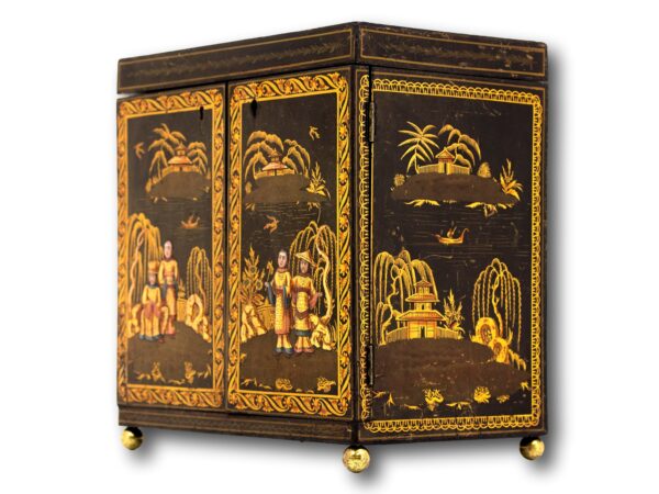 Side of the Regency Japanned Chinoiserie Sewing Cabinet