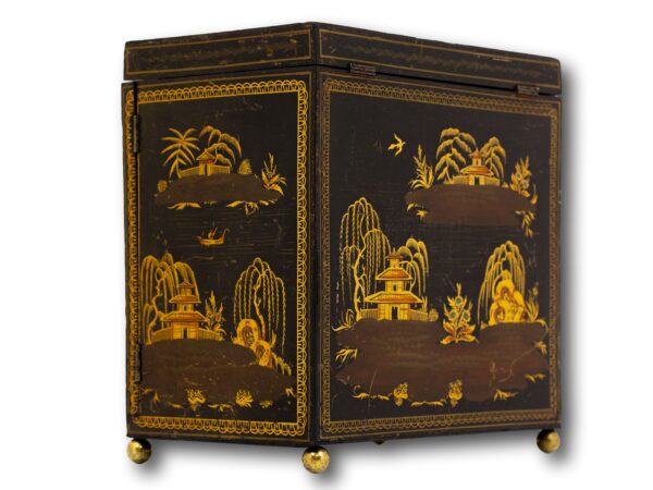 Rear Side of the Regency Japanned Chinoiserie Sewing Cabinet