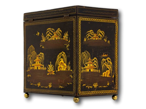 Rear Side of the Regency Japanned Chinoiserie Sewing Cabinet