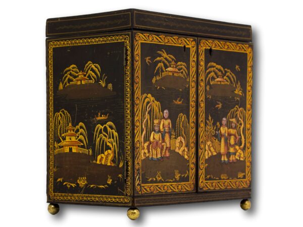 Front Side of the Regency Japanned Chinoiserie Sewing Cabinet