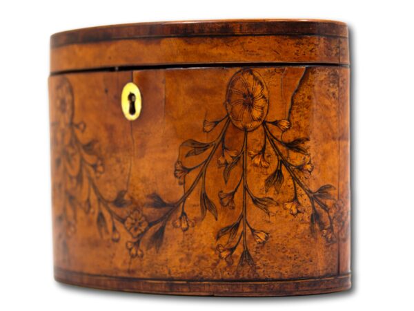 Front side of the Georgian Satinwood Tea Caddy