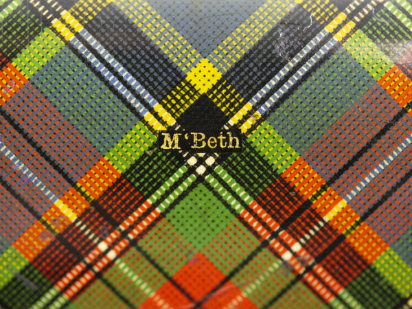 Close up of the M'Beth Tartanware mark