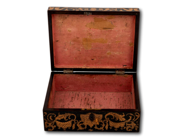 Regency Penwork Box with the lid open