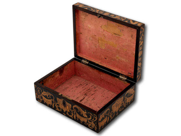 Regency Penwork Box with the lid open