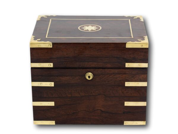 Front of the large Rosewood Brass Bound Jewellery Box