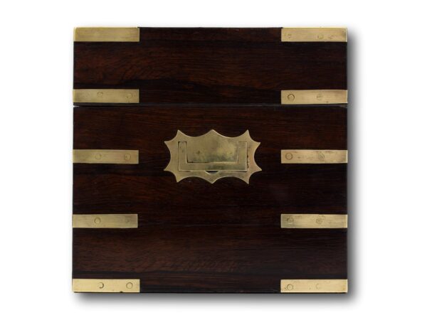 Side of the large Rosewood Brass Bound Jewellery Box