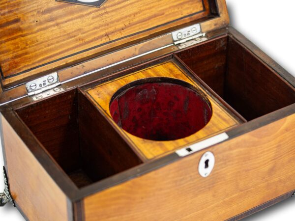 Close up of the empty compartments in the Tea Chest