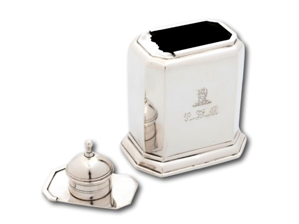 View of the Sterling Silver Tea Caddy with the slide lid removed