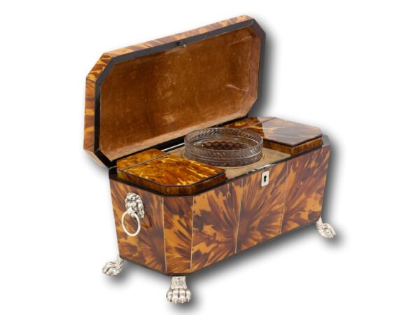 Regency Blonde Tortoiseshell Tea Caddy with the lid up