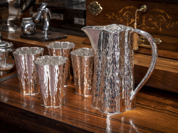 Lifestyle photo of the Art Nouveau Silver Drink Set Hukin & Heath