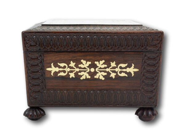 Side of the Rosewood sewing box