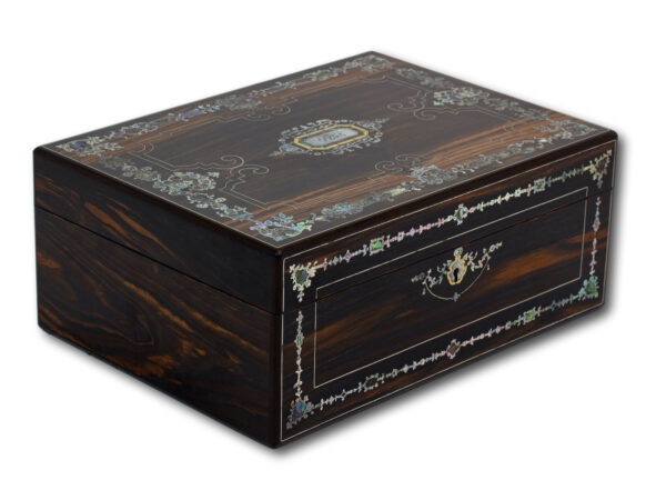 Side Overview of the Coromandel and Mother of Pearl Mechi Sewing Box