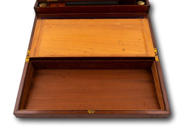 Front overview of the Mahogany Writing Box showing the lower storage compartment