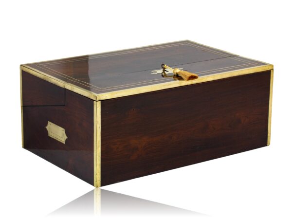 Overview of the rear of the Rosewood writing box
