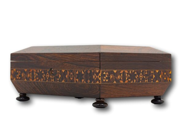 Front angle of the Tunbridge Ware Sewing Box