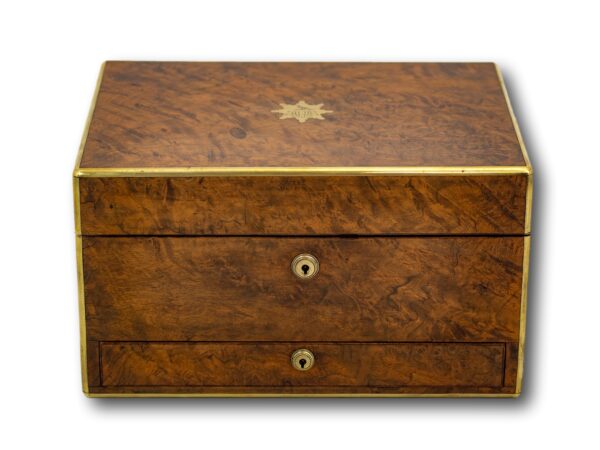 Overview of the Burr Walnut Jewellery box by Asprey of London