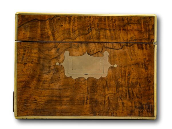 Side of the Burr Walnut Jewellery box by Asprey of London
