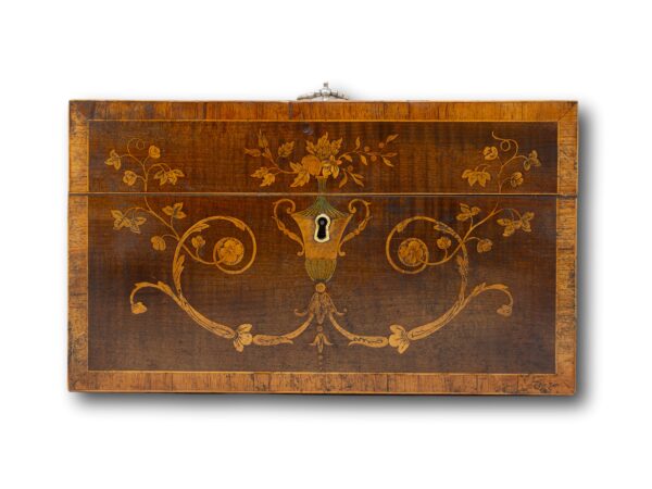 Front of the George II Harewood Inlaid Tea Chest