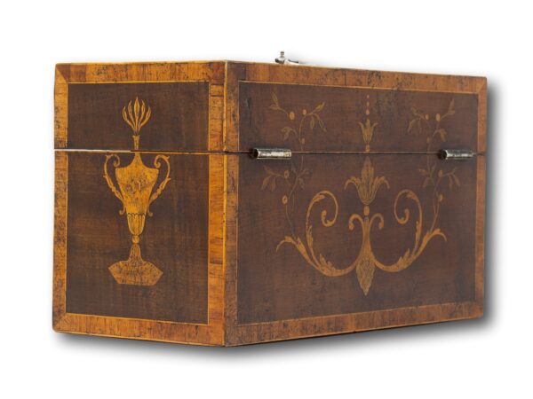 Rear overview of the George II Harewood Inlaid Tea Chest