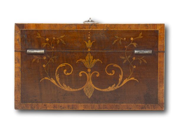Rear of the George II Harewood Inlaid Tea Chest