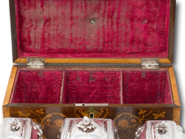 Close up of the velvet lined interior and partitions
