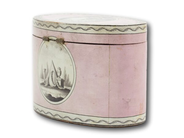 Rear overview of the Georgian Pink Spa Tea Caddy