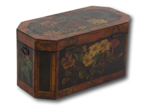 Rear overview of the painted tea caddy