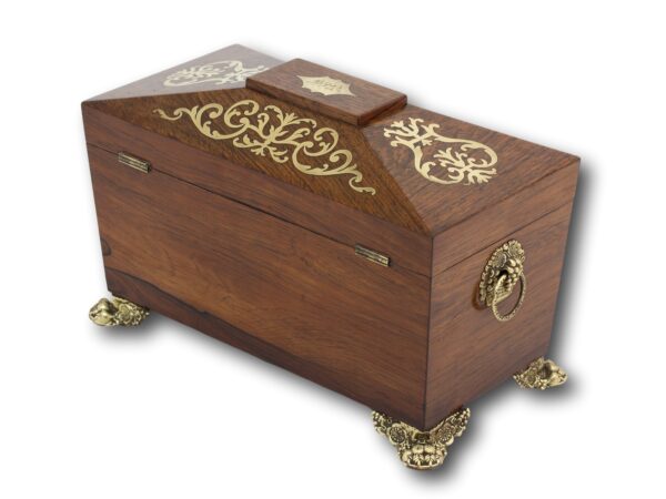 Rear overview of the Rosewood Tea Caddy