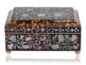 Overview of the Regency Tortoiseshell and Mother of Pearl Jewellery Box