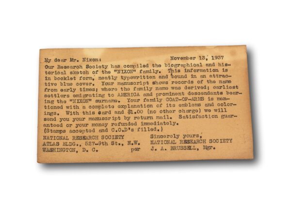 Rear of the letter with date and content