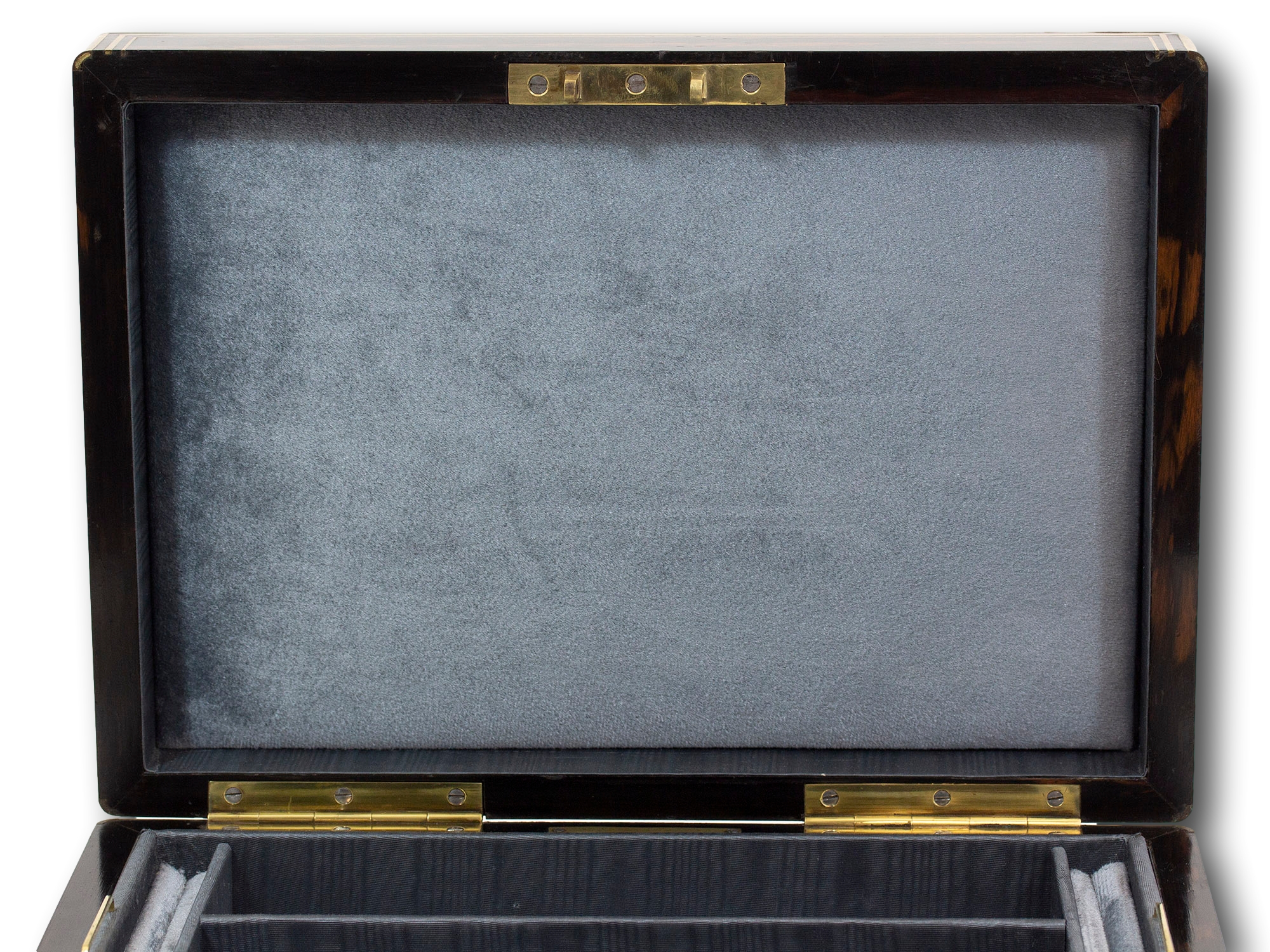 Close up of the inner lid of the Lund Coromandel Jewellery Box