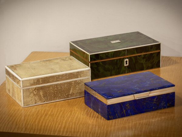 Art Deco Lapis Lazuli Box Betjemann & Sons in a decorative collectors setting