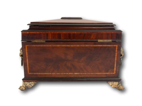Rear of the Regency Tea Chest with Hidden Spoon Compartment