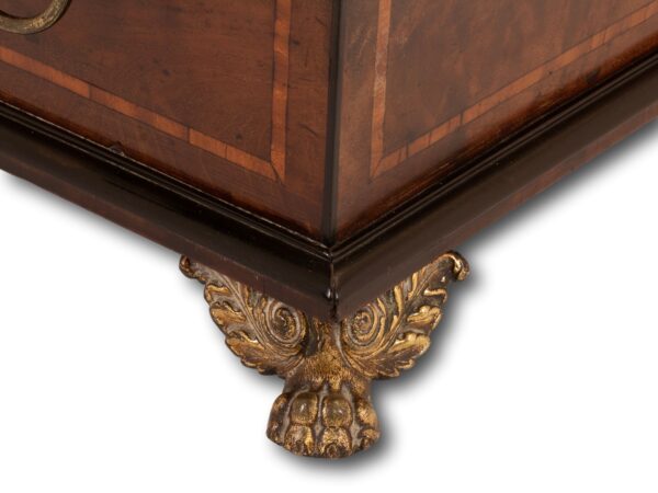 Close up of the claw foot on the Regency Tea Chest with Hidden Spoon Compartment