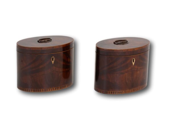 Front overview of the Georgian Pair of Mahogany Tea Caddies