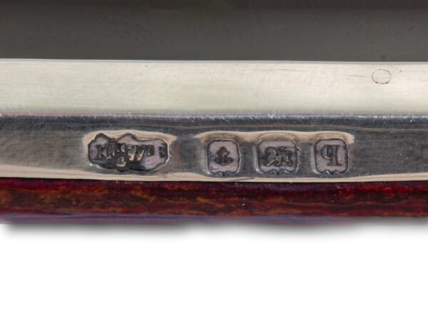 Close up of the mappin & Webb silver hallmarks