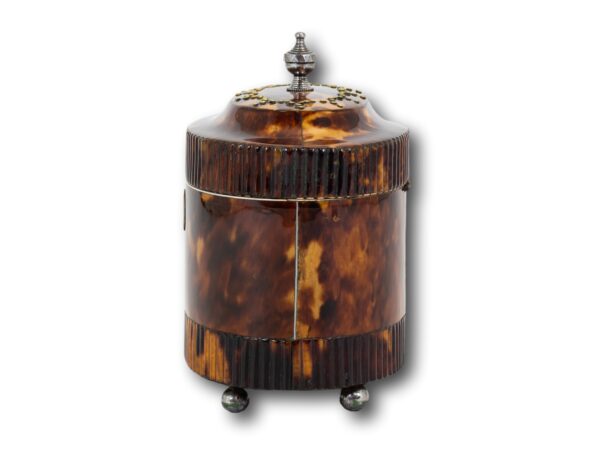 Side of the Regency Oval Tortoiseshell Tea Caddy