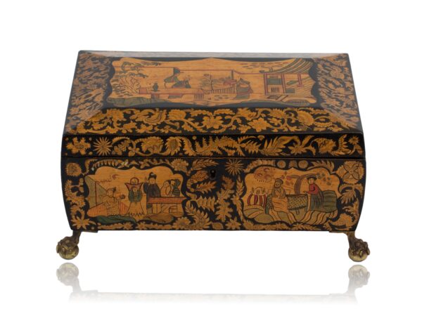 Front overview of the Regency Penwork Sewing Box