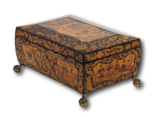 Rear overview of the Regency Penwork Sewing Box