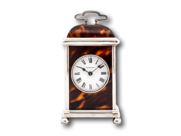 Front of the Tortoiseshell & Silver Carriage Clock