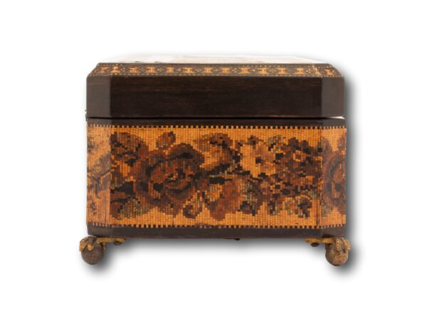 Side of the Tunbridge Ware Musical Jewellery Box