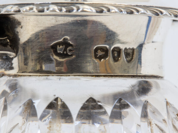 Close up of the silver hallmarks