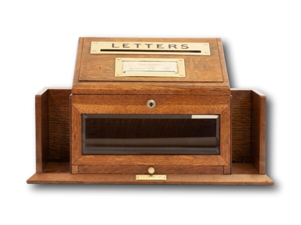 Front of the Aspreys Oak Letter Telegram Box