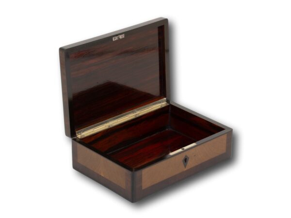 Front overview of the Continental Palm Coconut Wood Box with the lid up