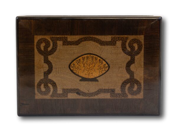 Lid of the Continental Palm Coconut Wood Box