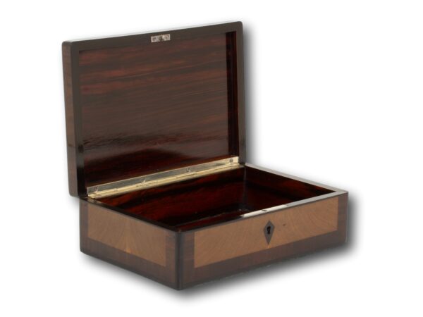 Front overview of the Continental Palm Coconut Wood Box with the lid up
